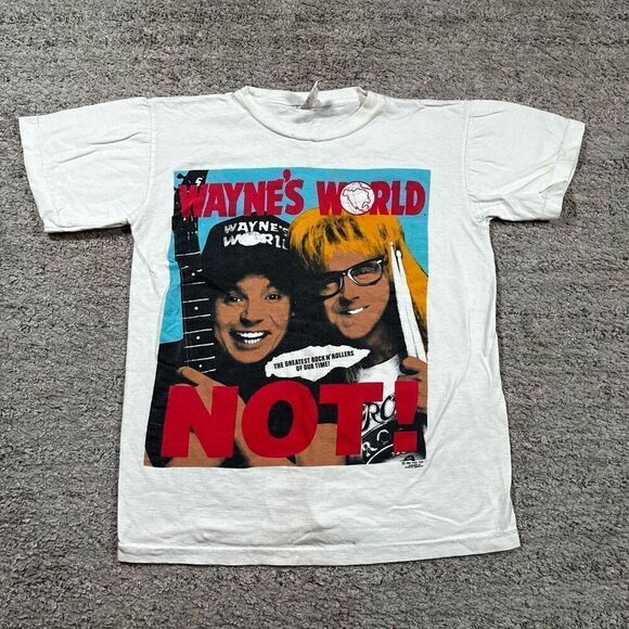 Vintage 1992 Wayne’s World Graphic Print Single Stitch USA T-shirt Size Small - Picture 1 of 10